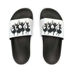 Black Cat, Halloween cats, Women's PU Slide Sandals